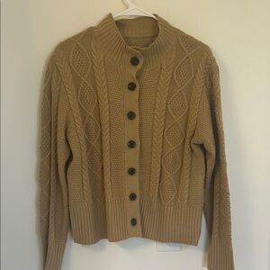 Source Unknown Tan Cable Knit Cardigan